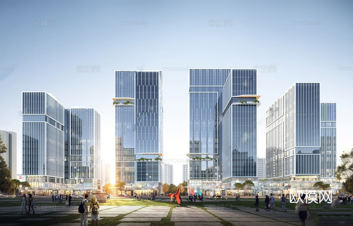 现代高层办公楼 写字楼建筑 商业综合体su模型