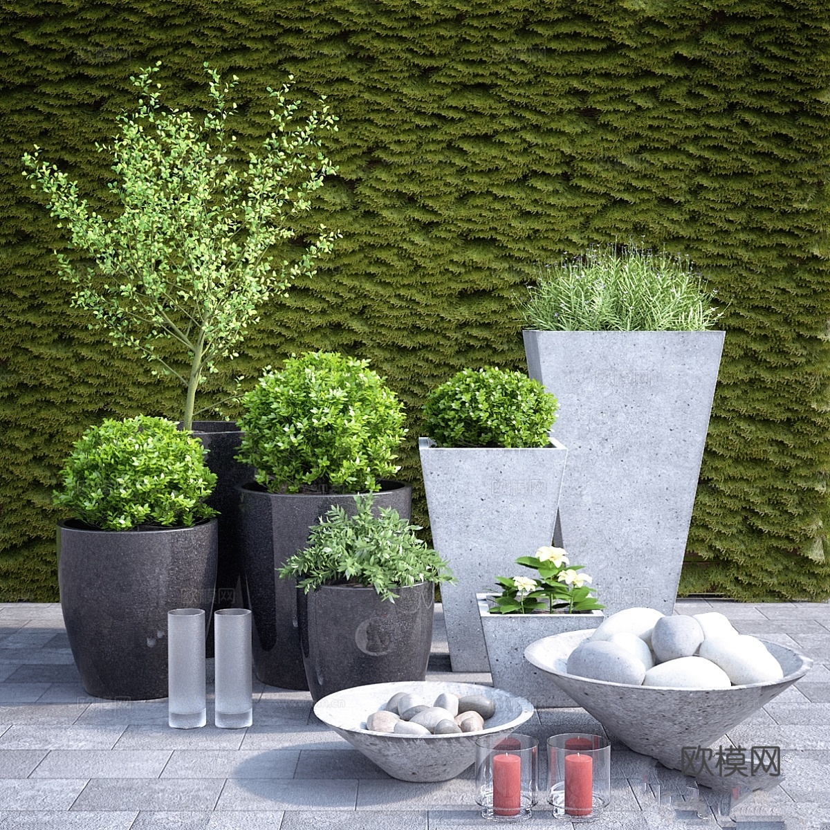 组合式花盆3d模型下载