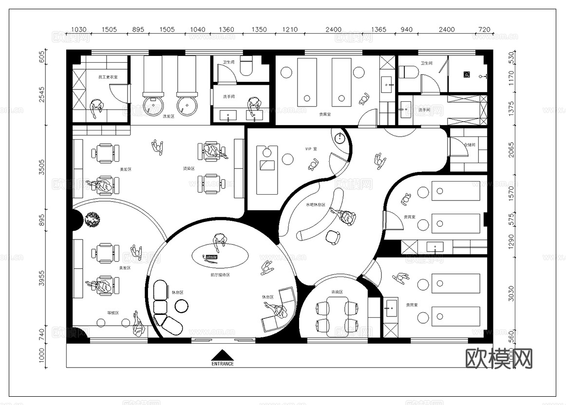 美容会所 最新平面施工图合集cad施工图