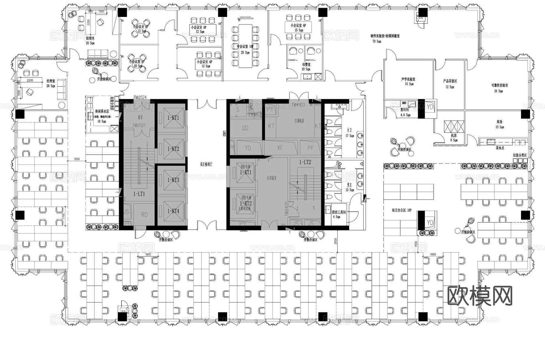 1200平办公室 最新全套施工图 效果图合集cad施工图
