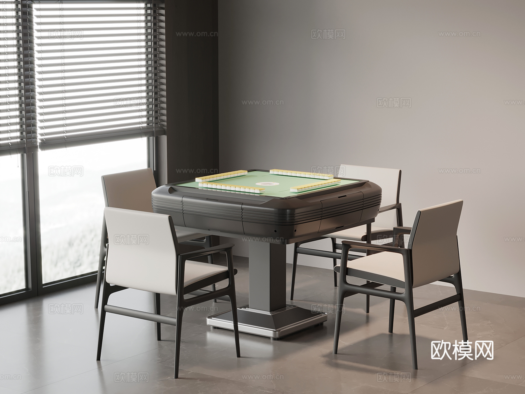 现代意式麻将桌 娱乐桌su模型