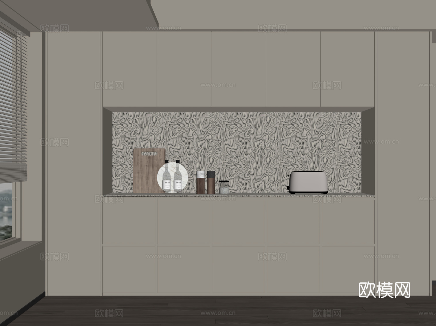 现代极简餐边柜 橱柜su模型