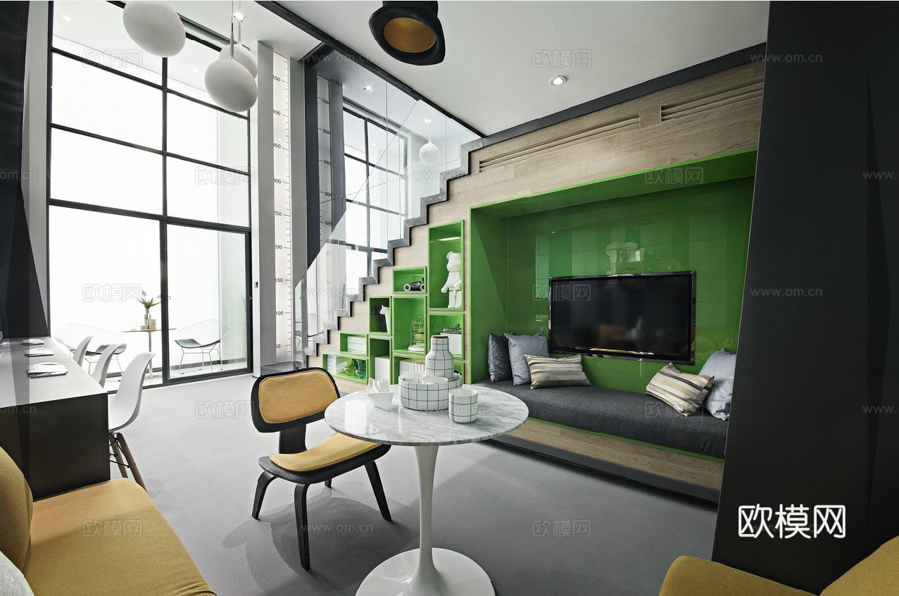 办公室 工作室 最新全套施工图 效果图合集cad施工图