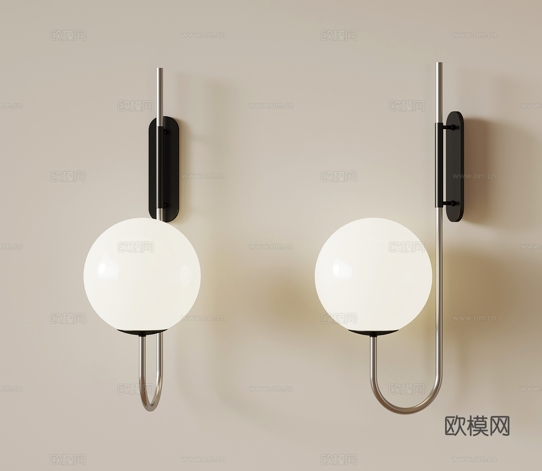 现代意式壁灯 球形壁灯su模型