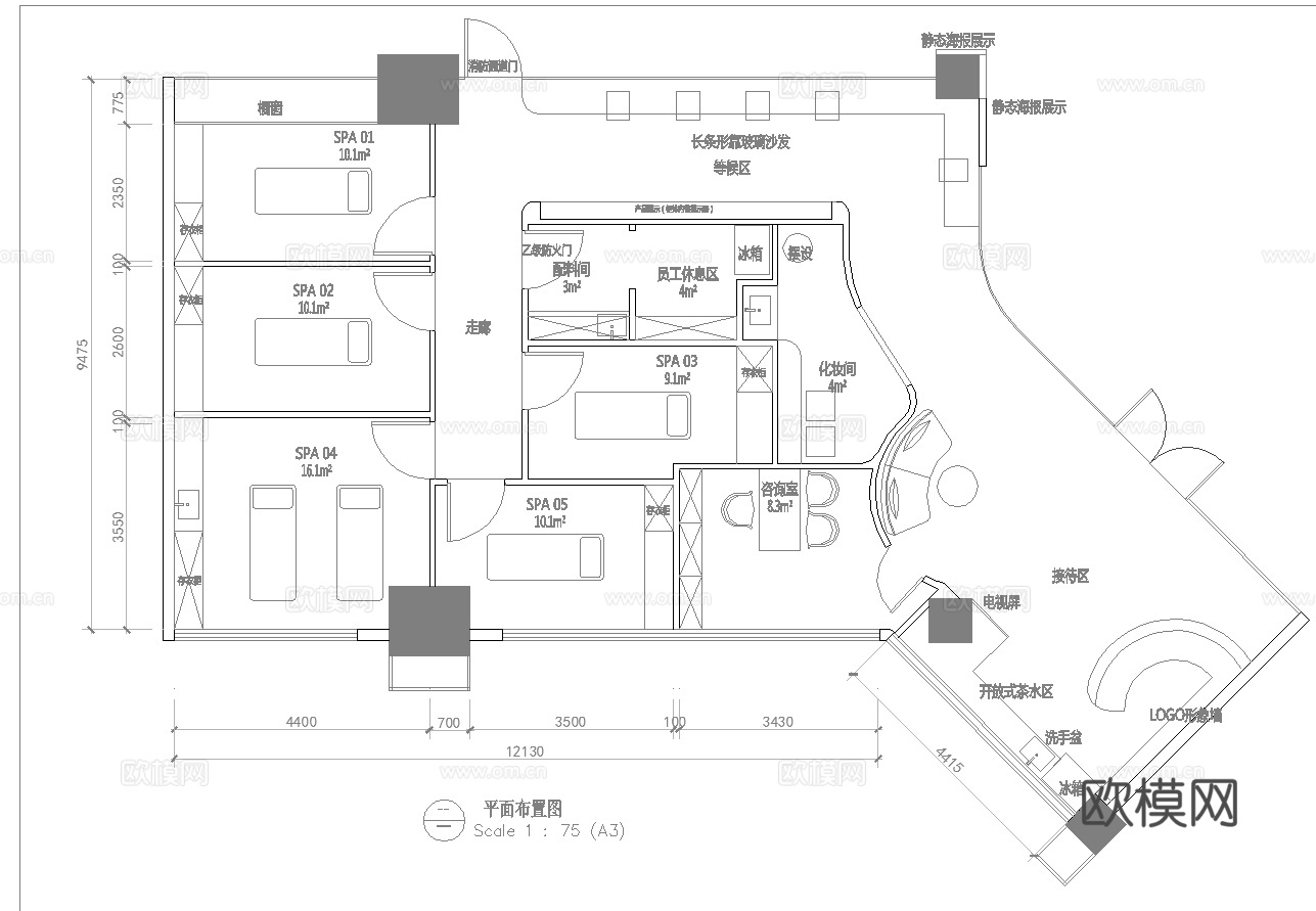 美容院 最新全套施工图 效果图合集cad施工图