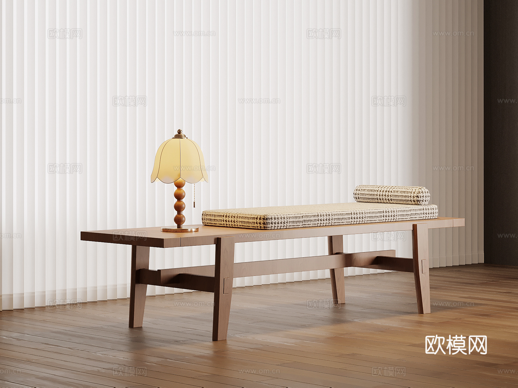 中古风换鞋凳 床尾凳su模型