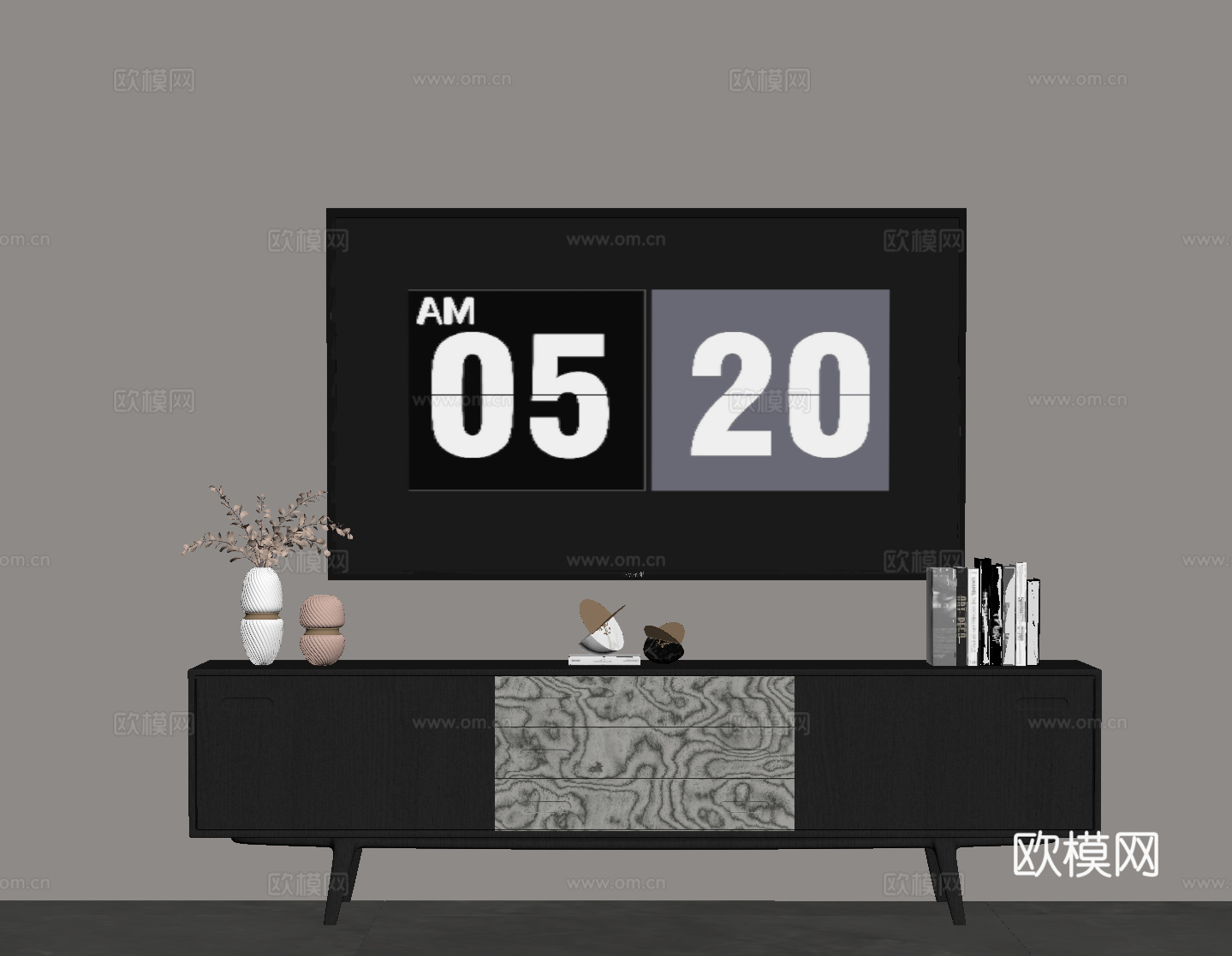 现代意式电视柜 边柜su模型