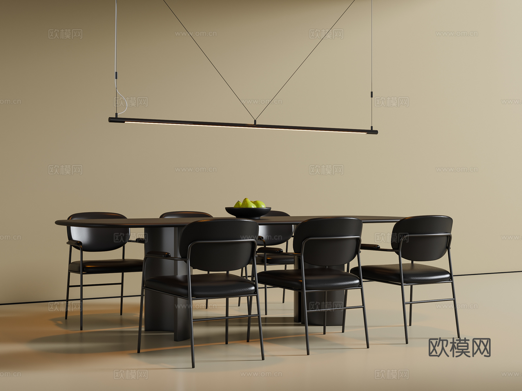 现代意式餐桌椅su模型