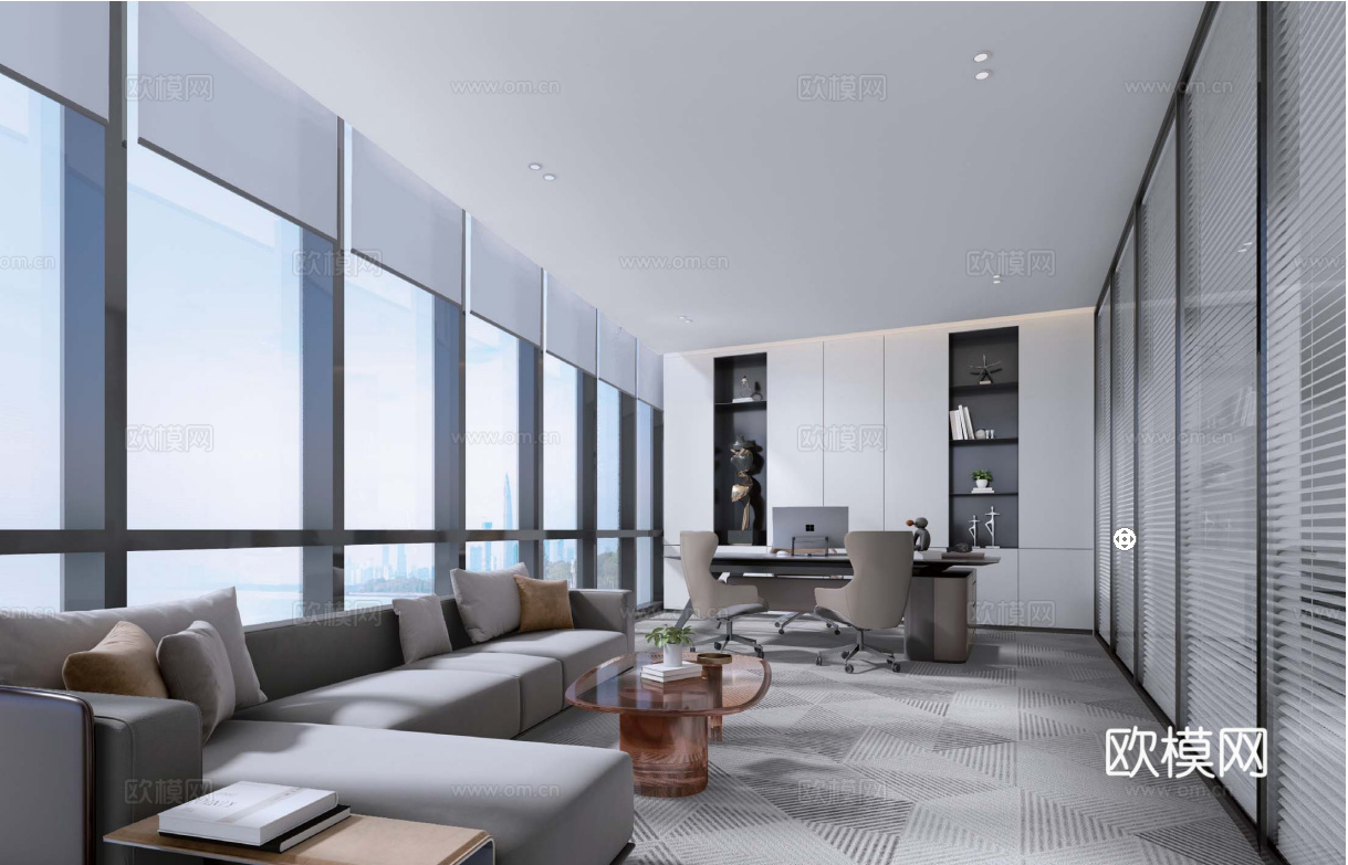 1500平办公室 最新全套施工图 效果图合集cad施工图