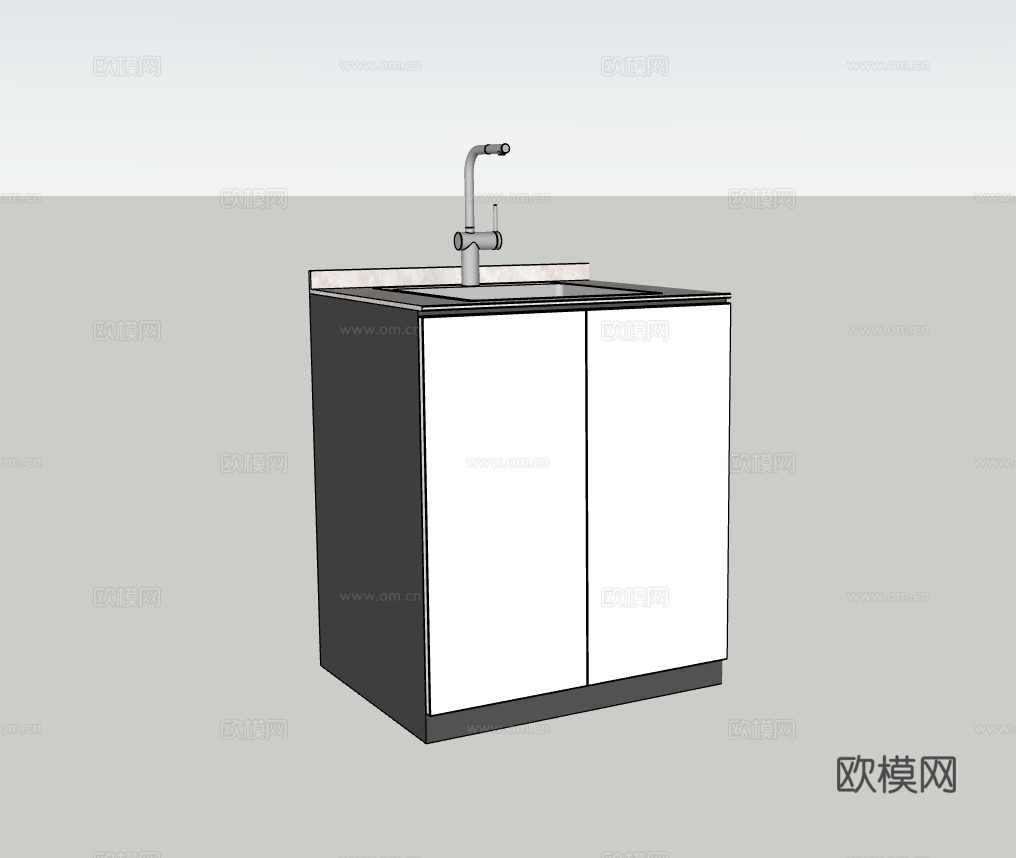 现代厨房橱柜洗菜盆su模型