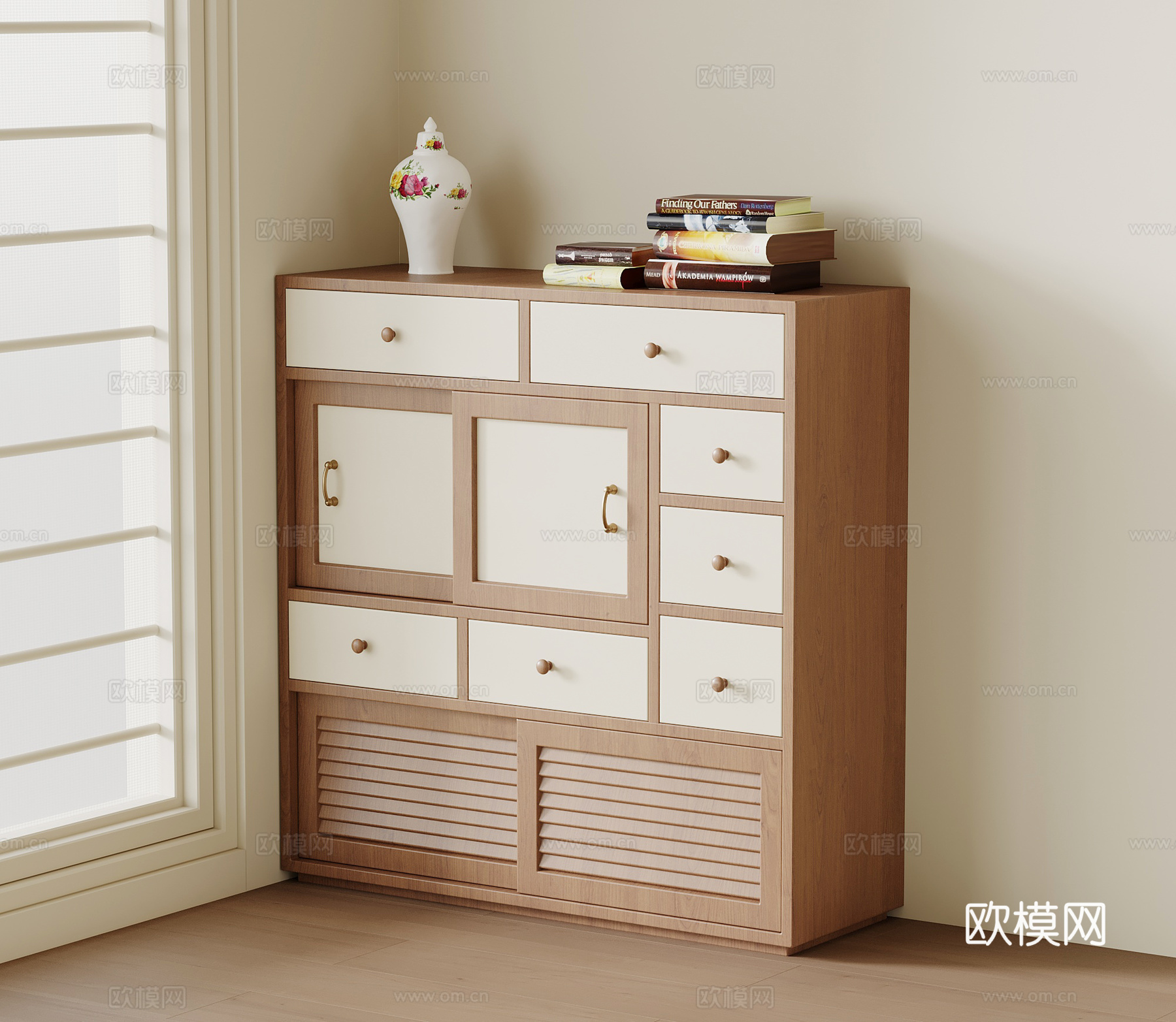 中古风餐边柜 玄关柜 储物柜su模型