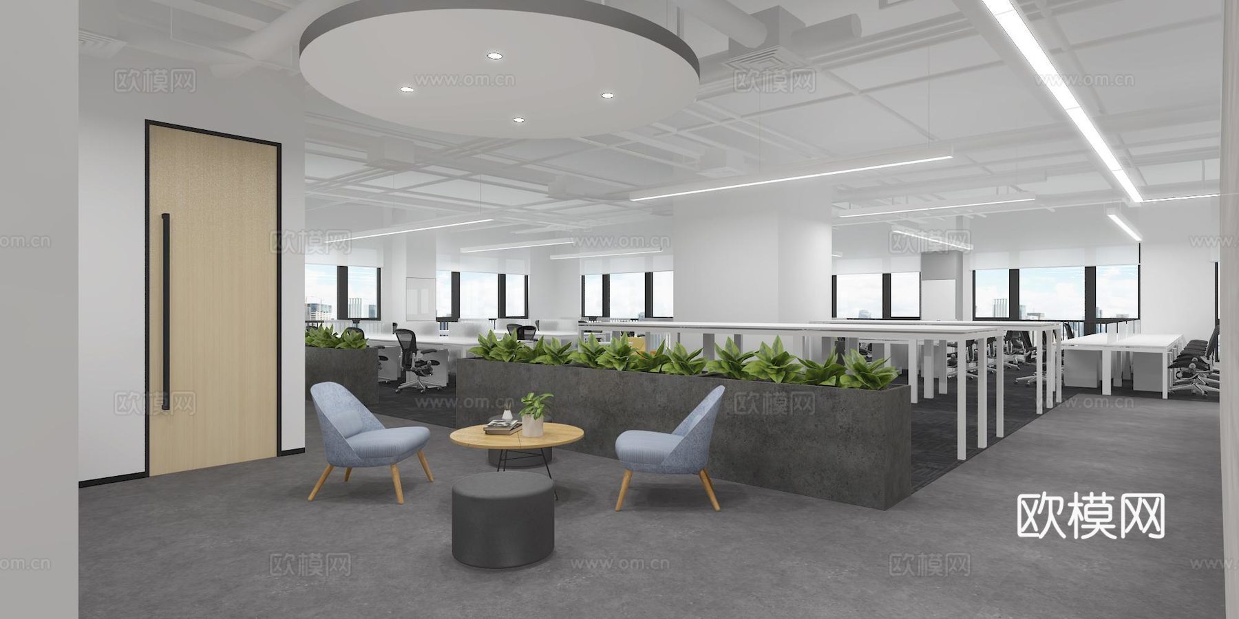 1200平办公室 最新全套施工图 效果图合集cad施工图