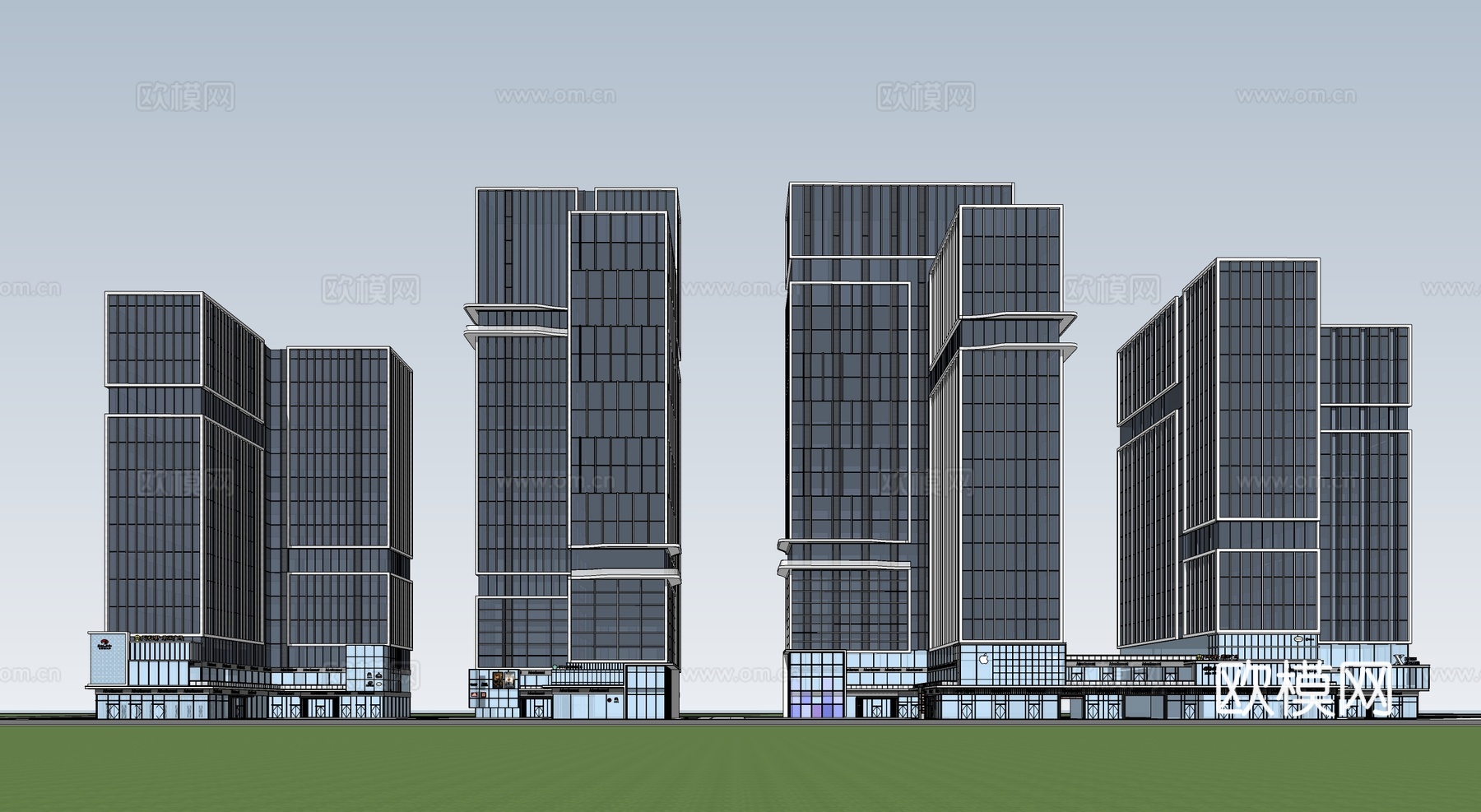 现代高层办公楼 写字楼建筑 商业综合体su模型