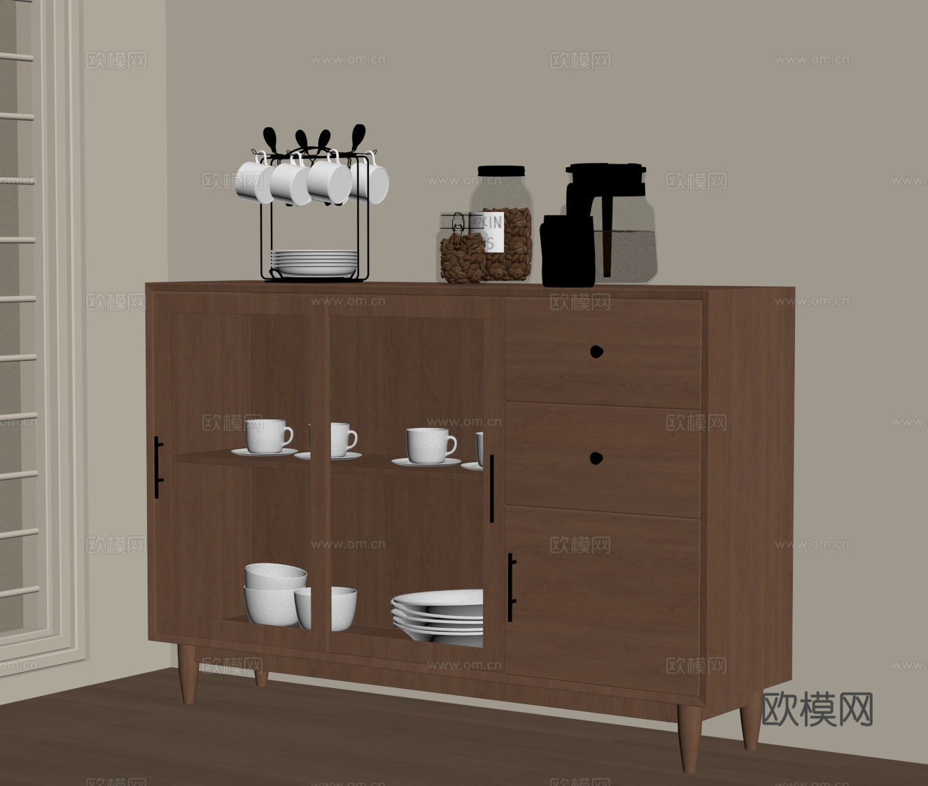 中古备餐柜 餐边柜su模型