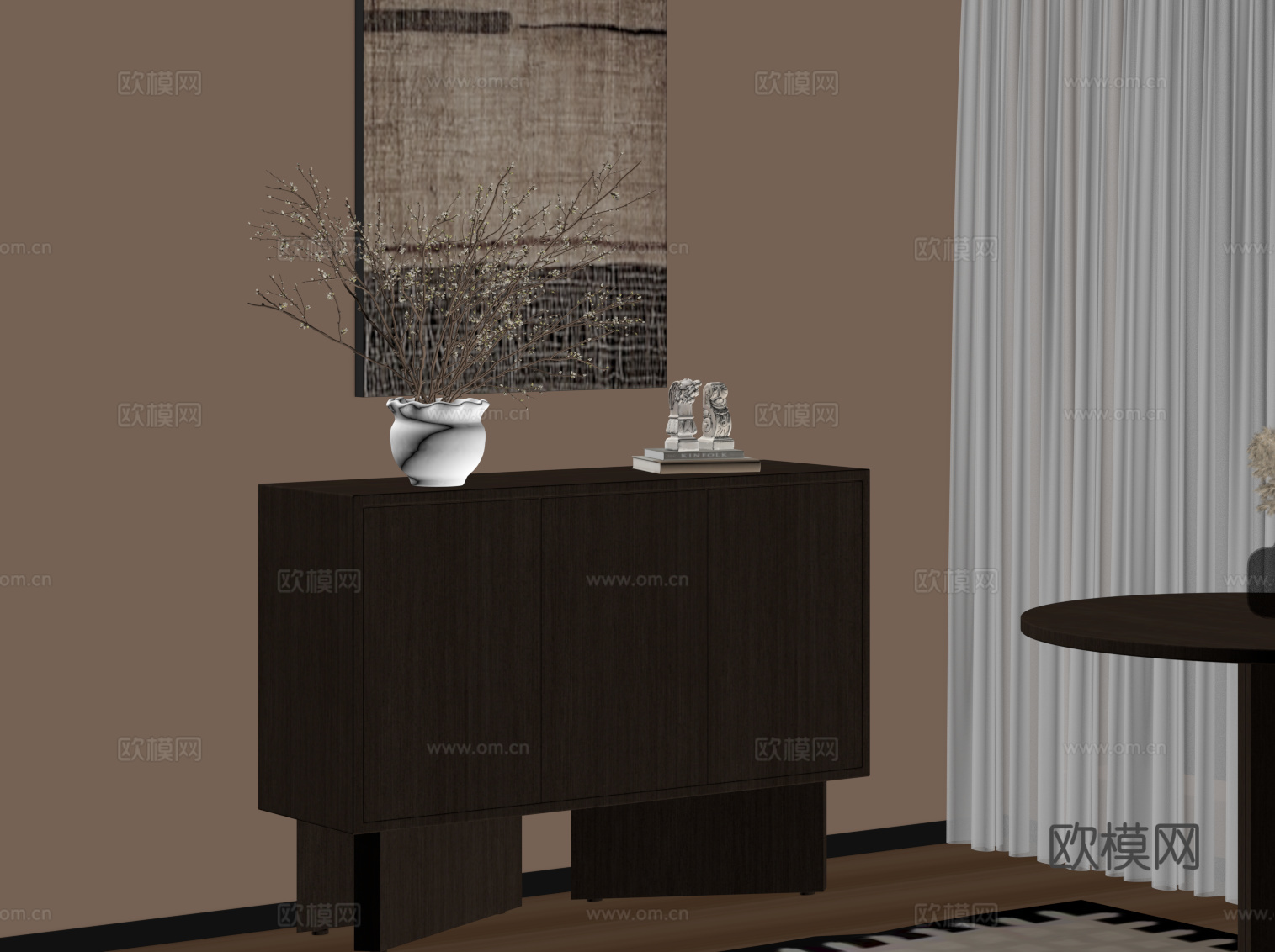 中古风玄关柜 边柜su模型