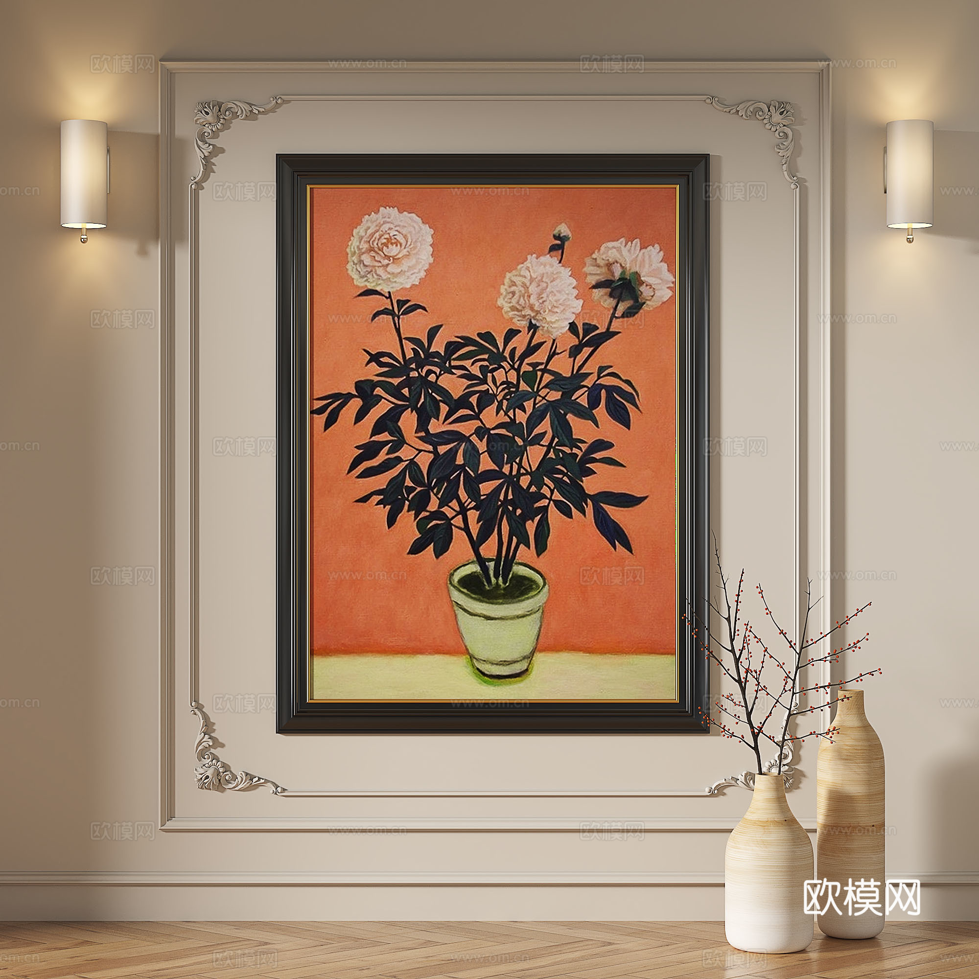 法式，复古，中古，简欧，轻奢，油画，装饰画3d模型