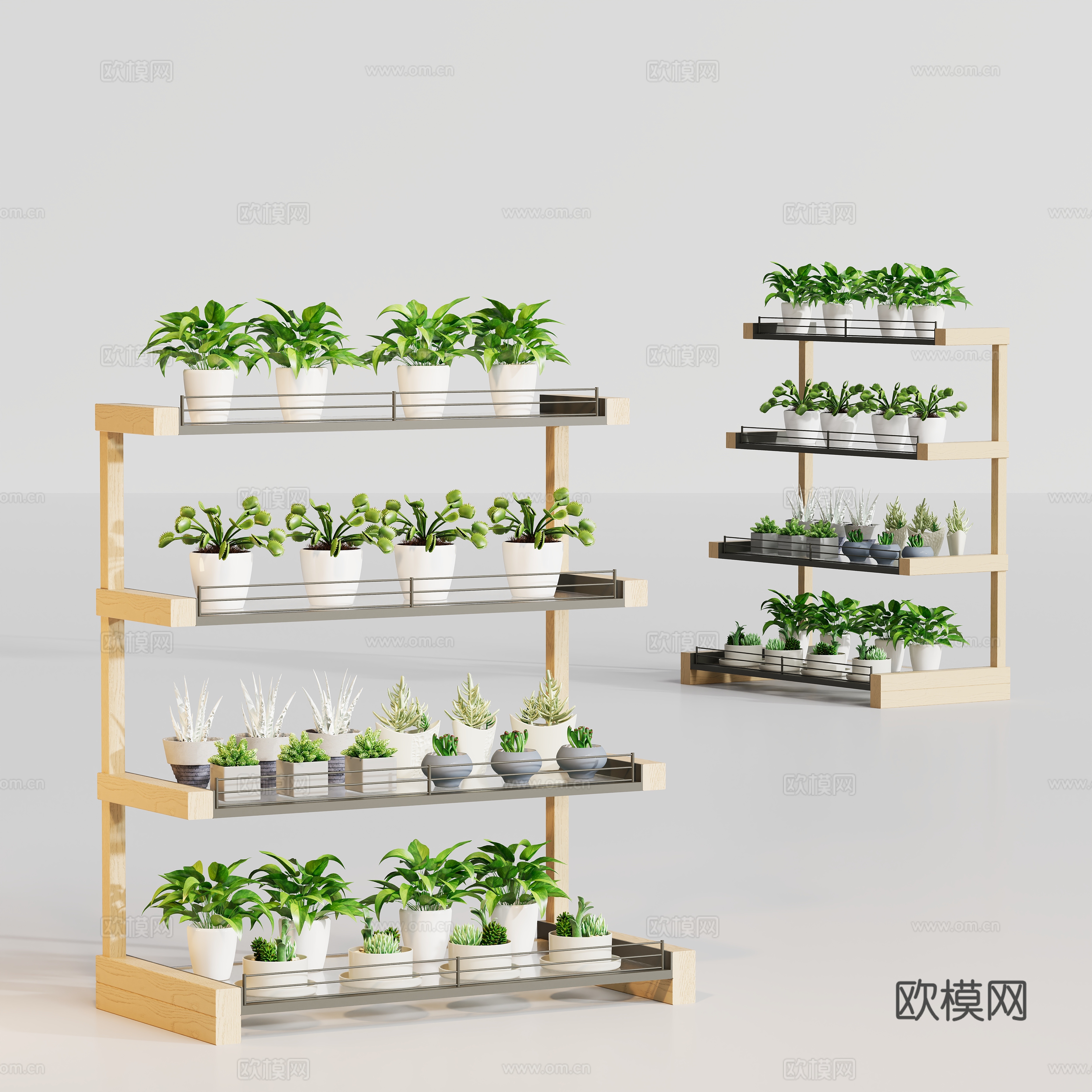 现代花架多肉植物摆件su模型