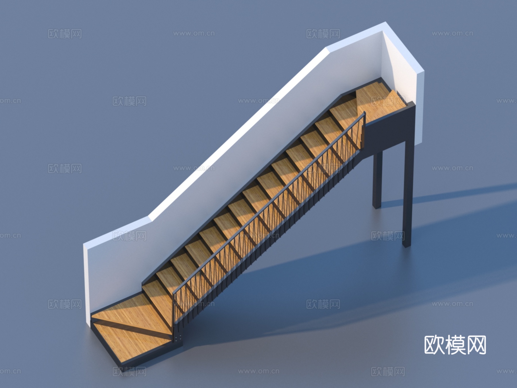 木楼梯 简欧楼梯3d模型下载