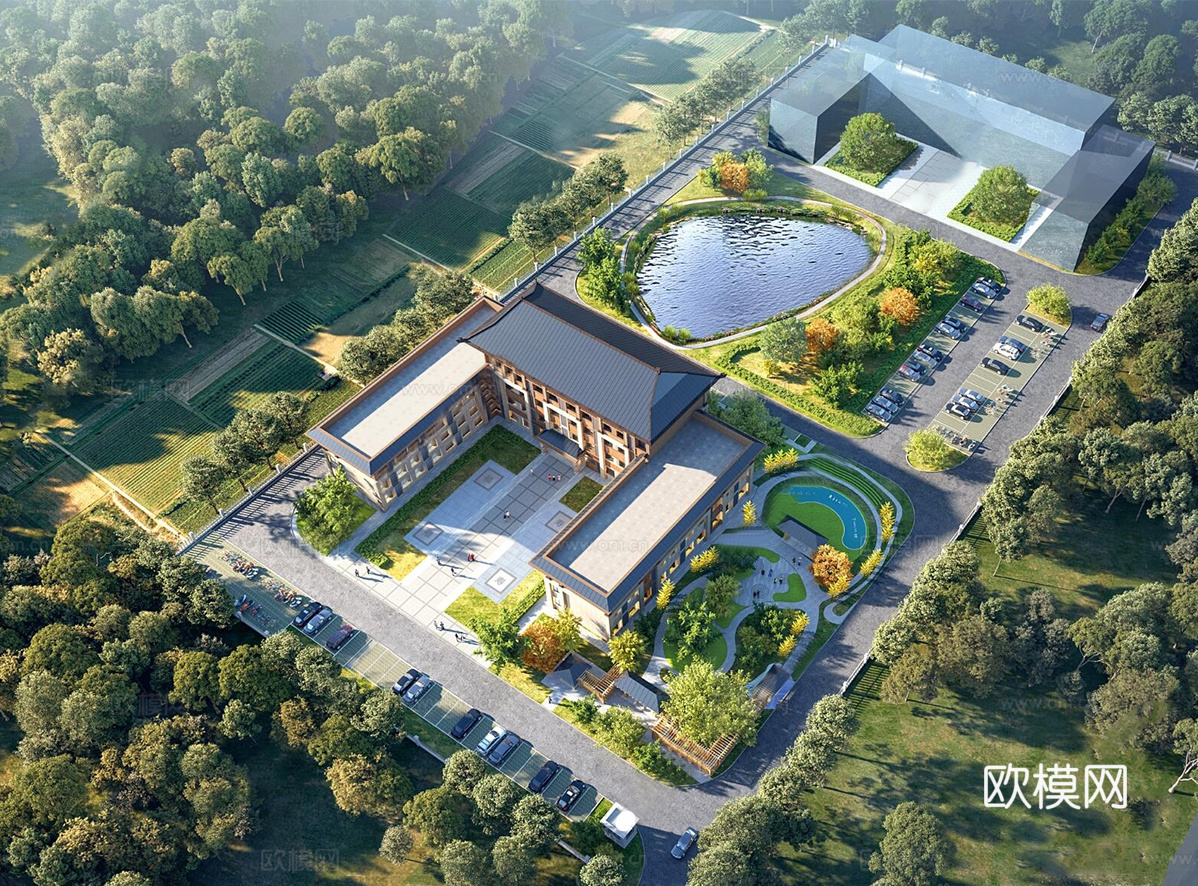 现代社区养老院建筑 福利院建筑 适老建筑 康养中心 老年公寓su模型