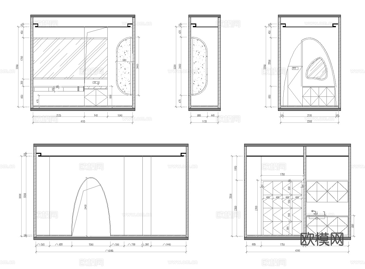 美容院 最新全套施工图 效果图合集cad施工图