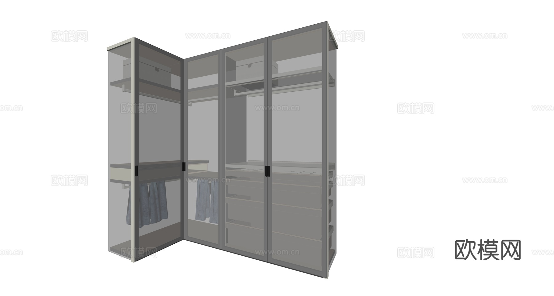 转角衣柜su模型