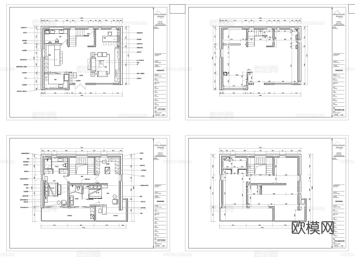 别墅样板间 最新全套施工图 效果图合集cad施工图