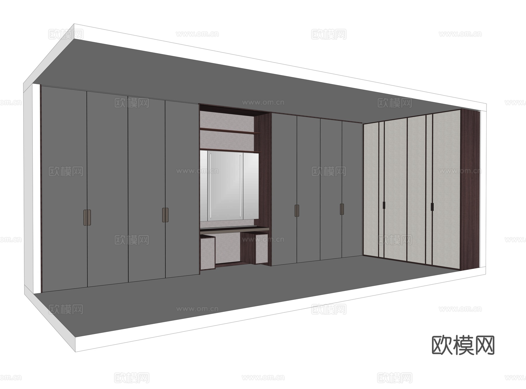 转角衣柜su模型