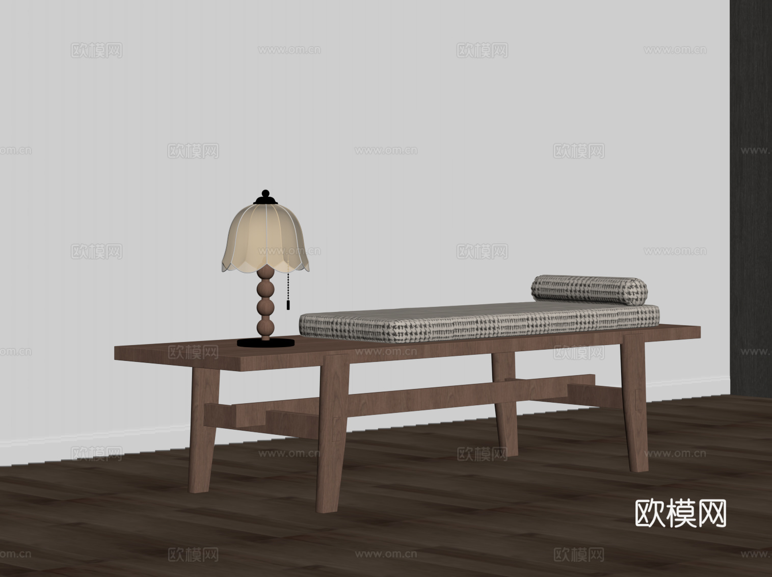 中古风换鞋凳 床尾凳su模型