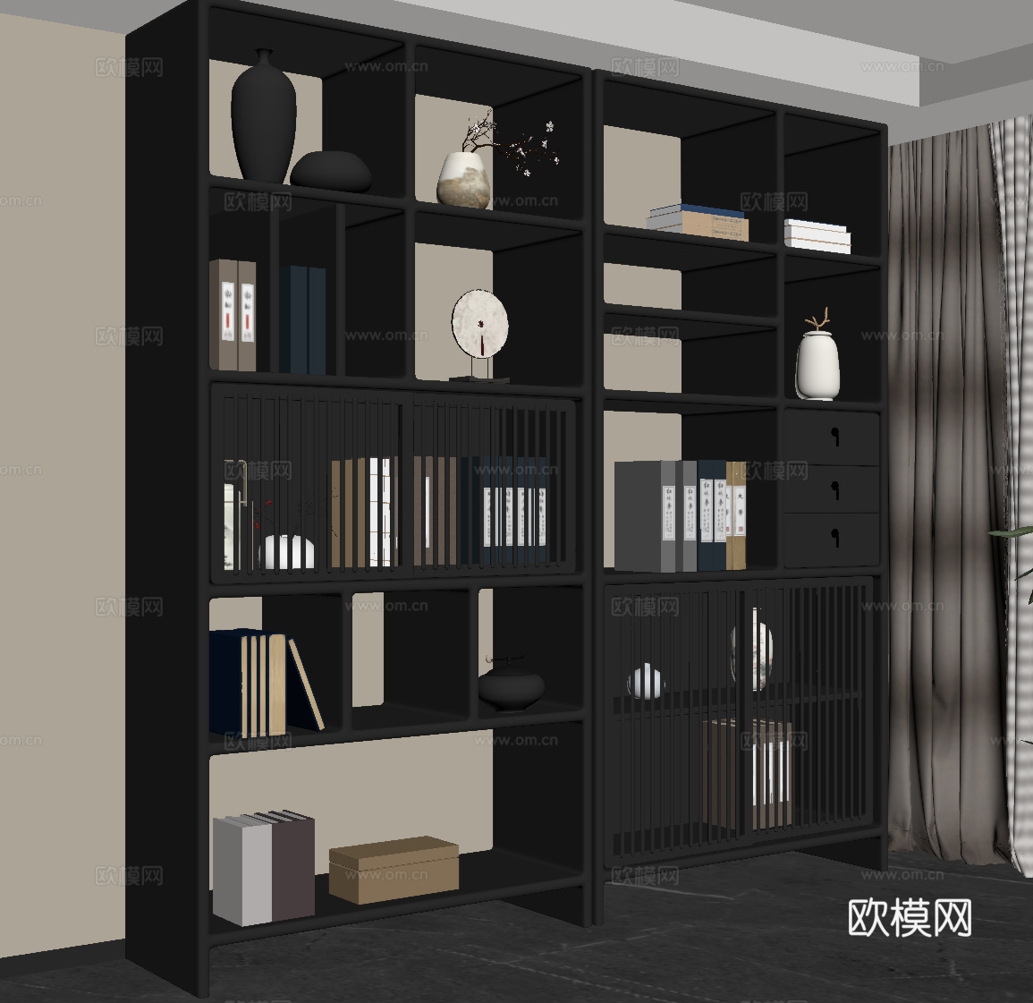 新中式博古架su模型