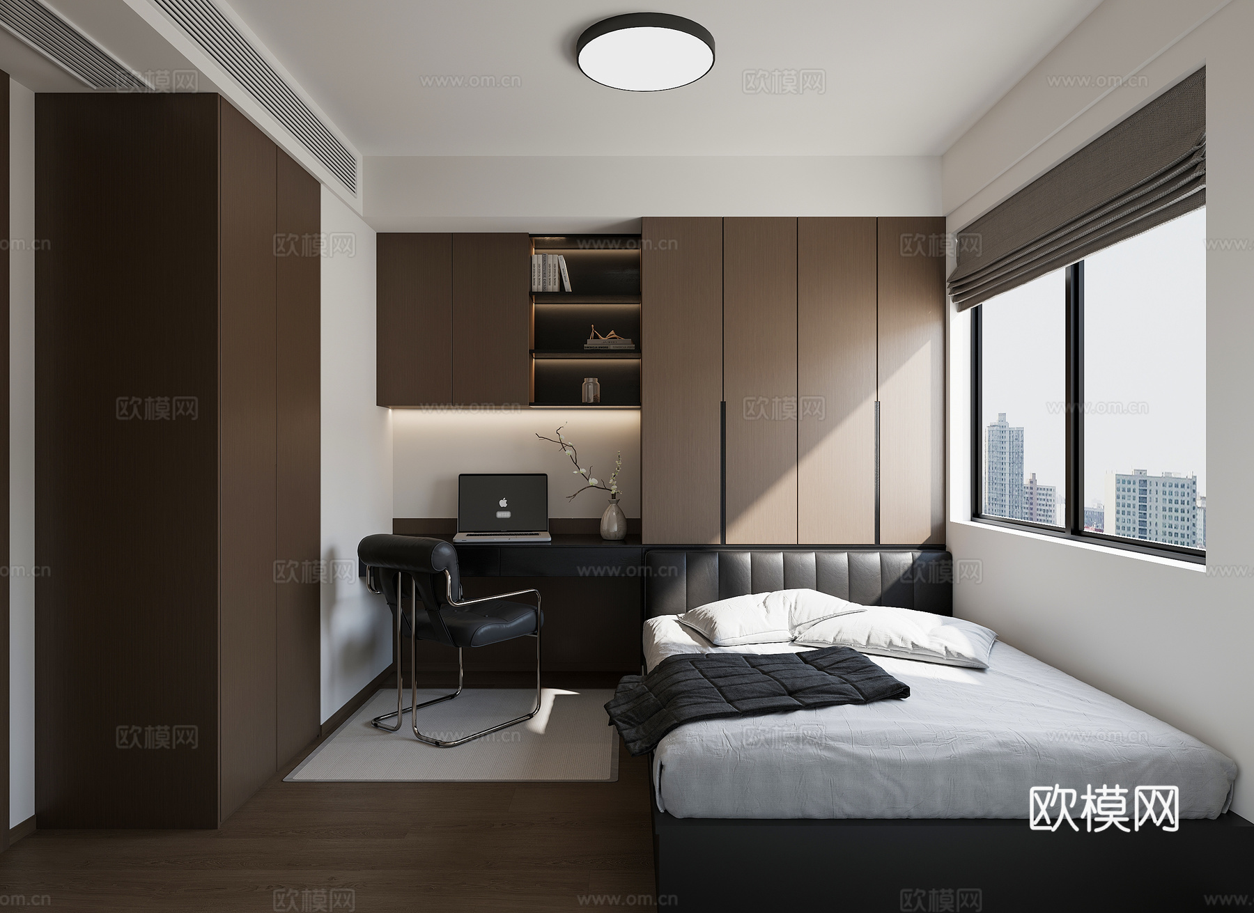 意式榻榻米书房卧室su模型