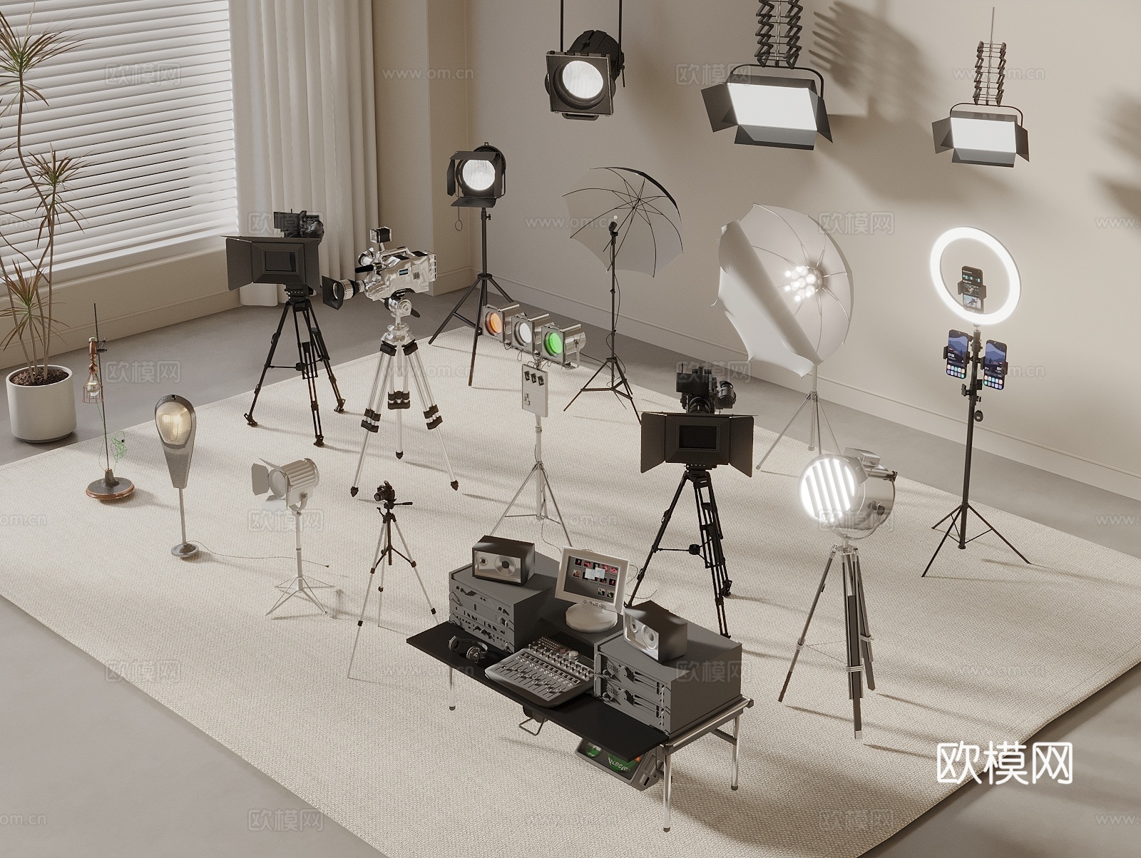 摄影器材 摄影道具 摄影机 照相机 补光机 照相馆 直播间3d模型下载