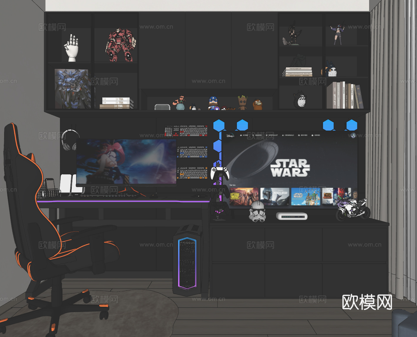 现代电竞房su模型