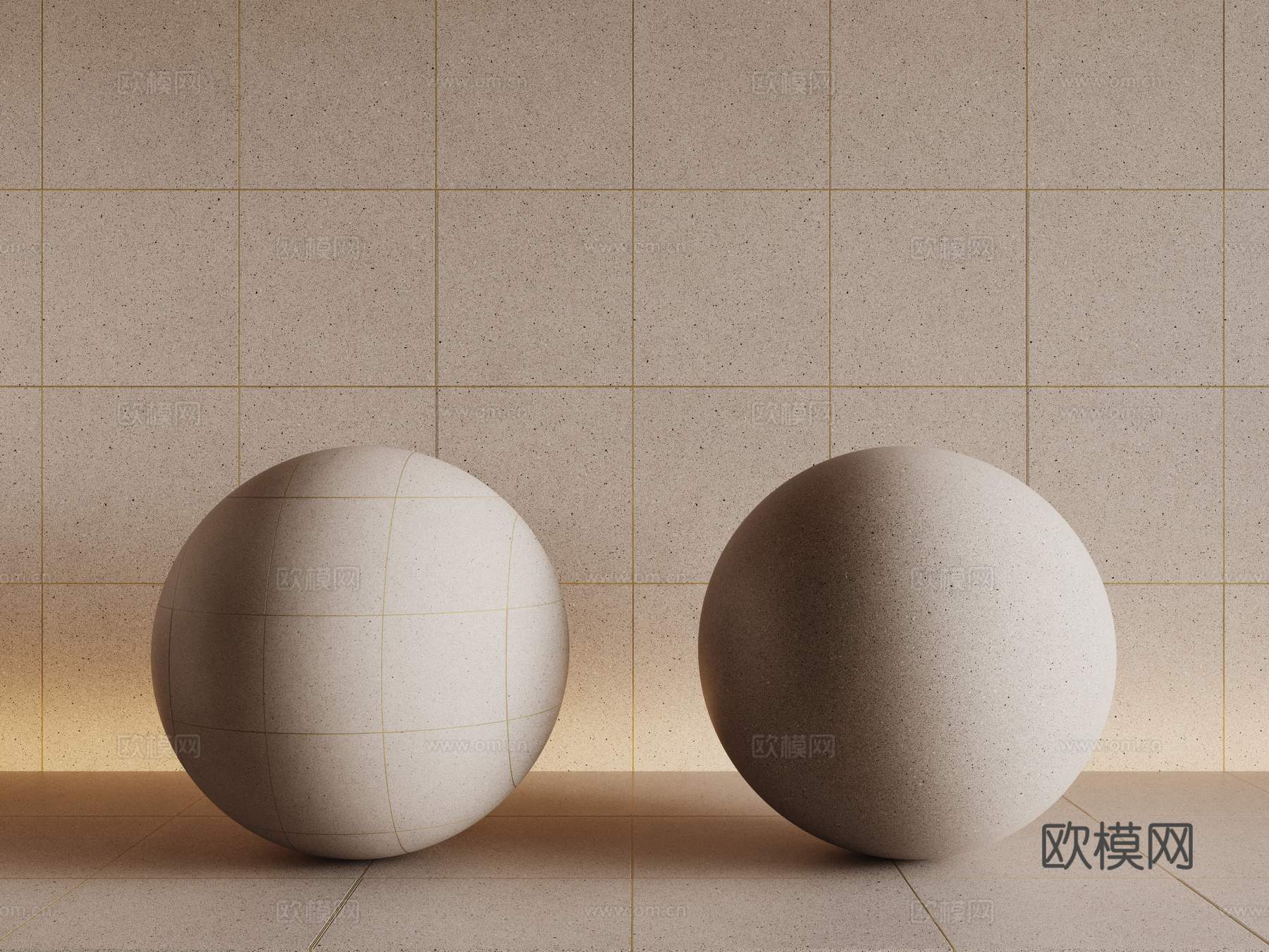 现代淡黄色水磨石 墙砖 瓷砖 马赛克 石材su模型