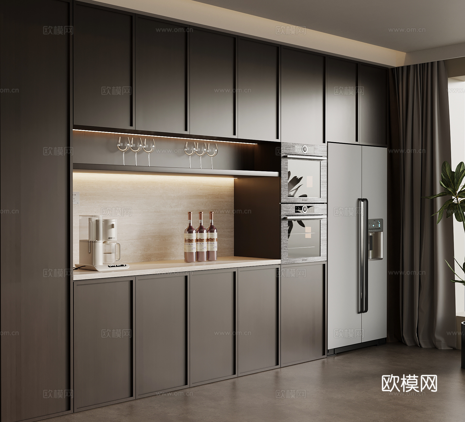 中古风餐边柜 橱柜su模型