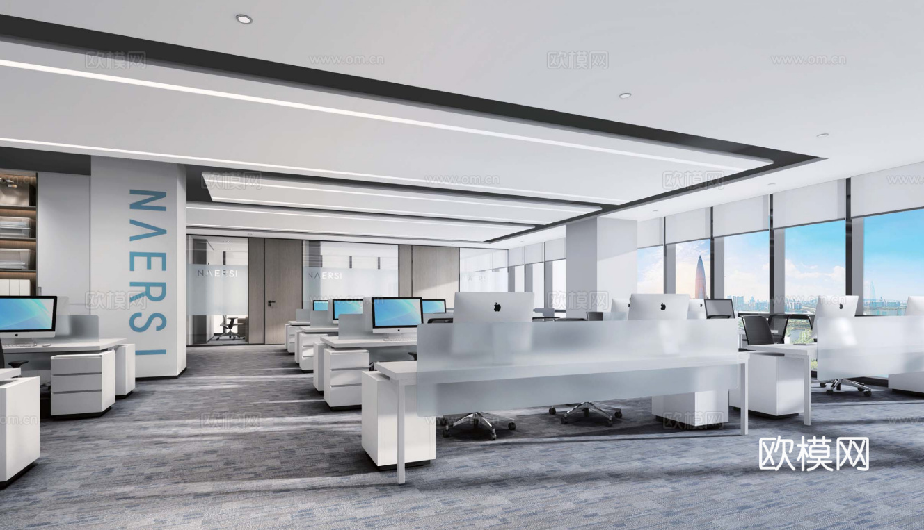 1500平办公室 最新全套施工图 效果图合集cad施工图