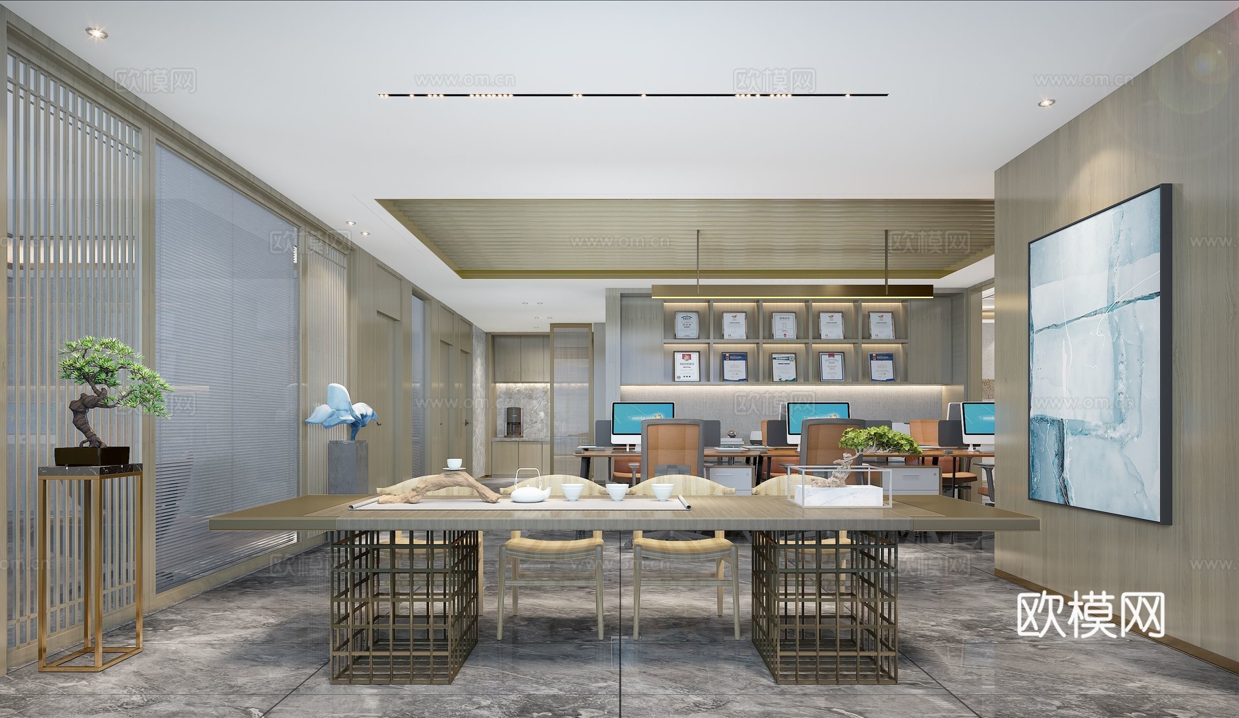 380平办公室 最新全套施工图 效果图合集cad施工图