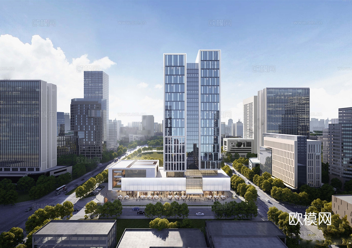 现代高层办公楼 写字楼建筑 商业综合体su模型