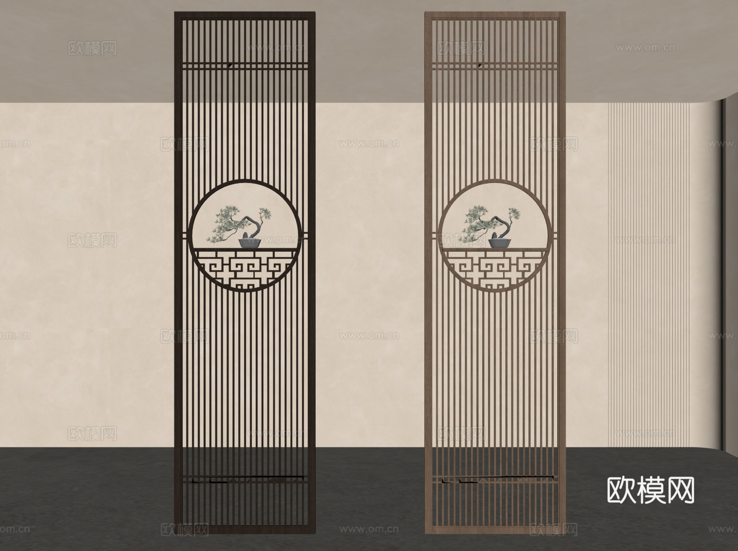 新中式隔断su模型