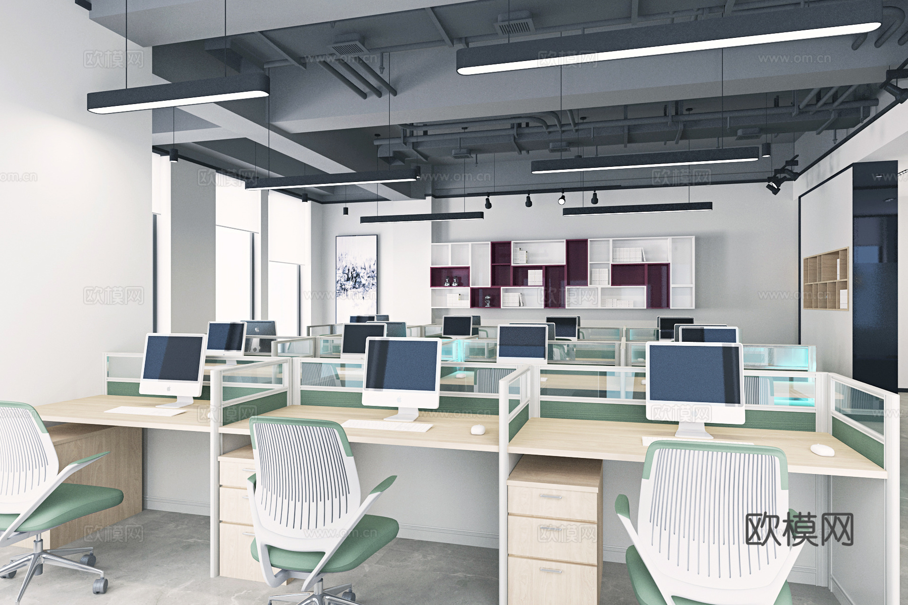 办公室 最新全套施工图 效果图合集cad施工图