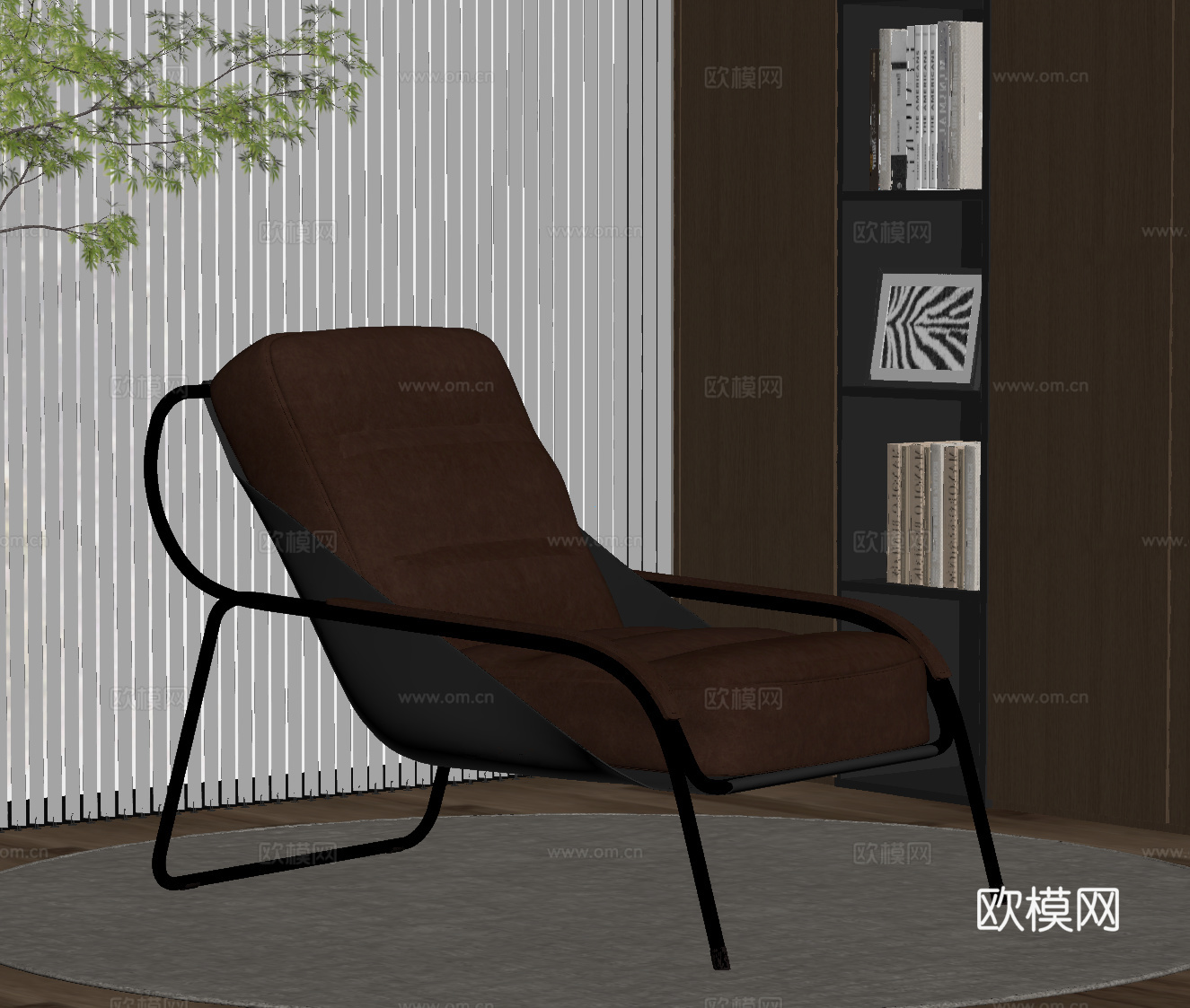 现代意式躺椅 皮质躺椅su模型