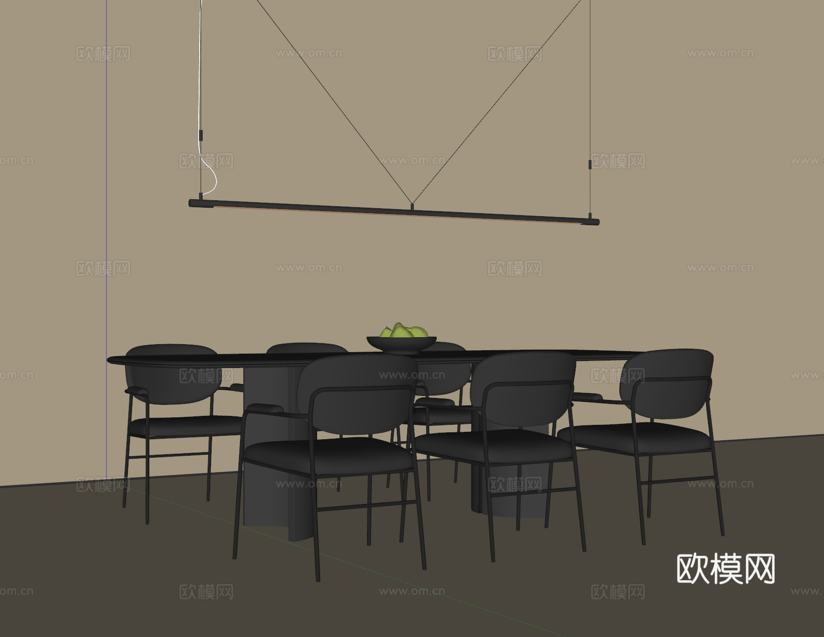 现代意式餐桌椅su模型