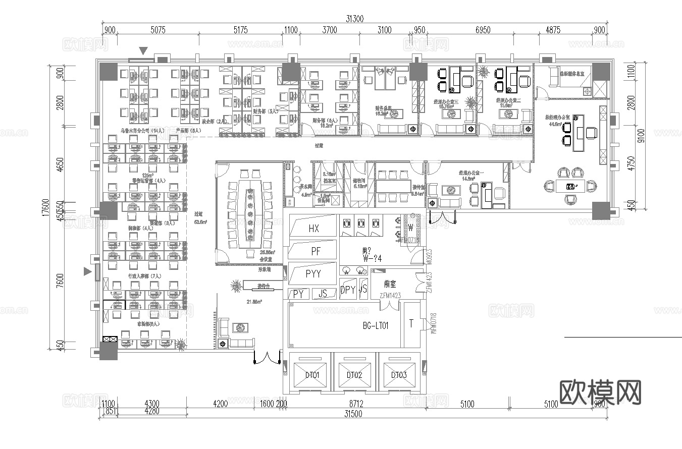1000平办公室 最新全套施工图 效果图合集cad施工图