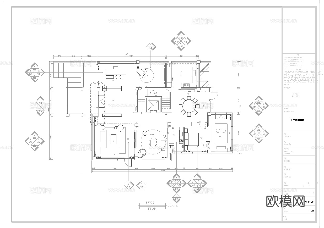 别墅样板间 最新全套施工图 效果图合集cad施工图