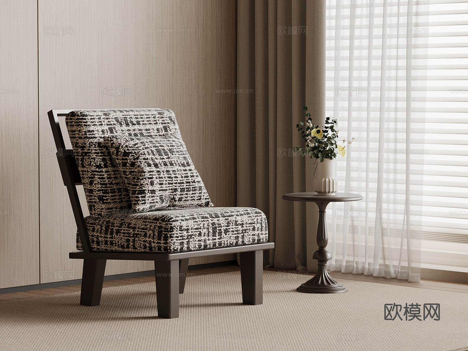 复古风单人沙发 休闲沙发 休闲椅3d模型下载