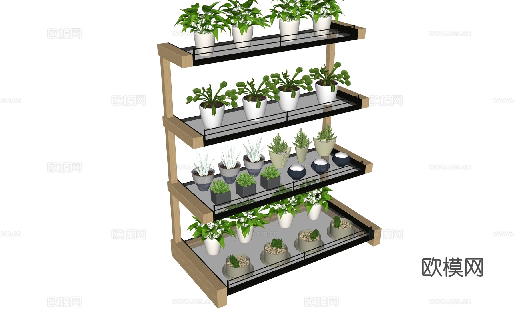 现代花架多肉植物摆件su模型