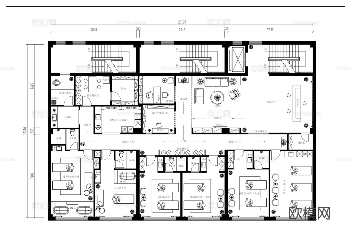 美容会所 最新平面施工图合集cad施工图