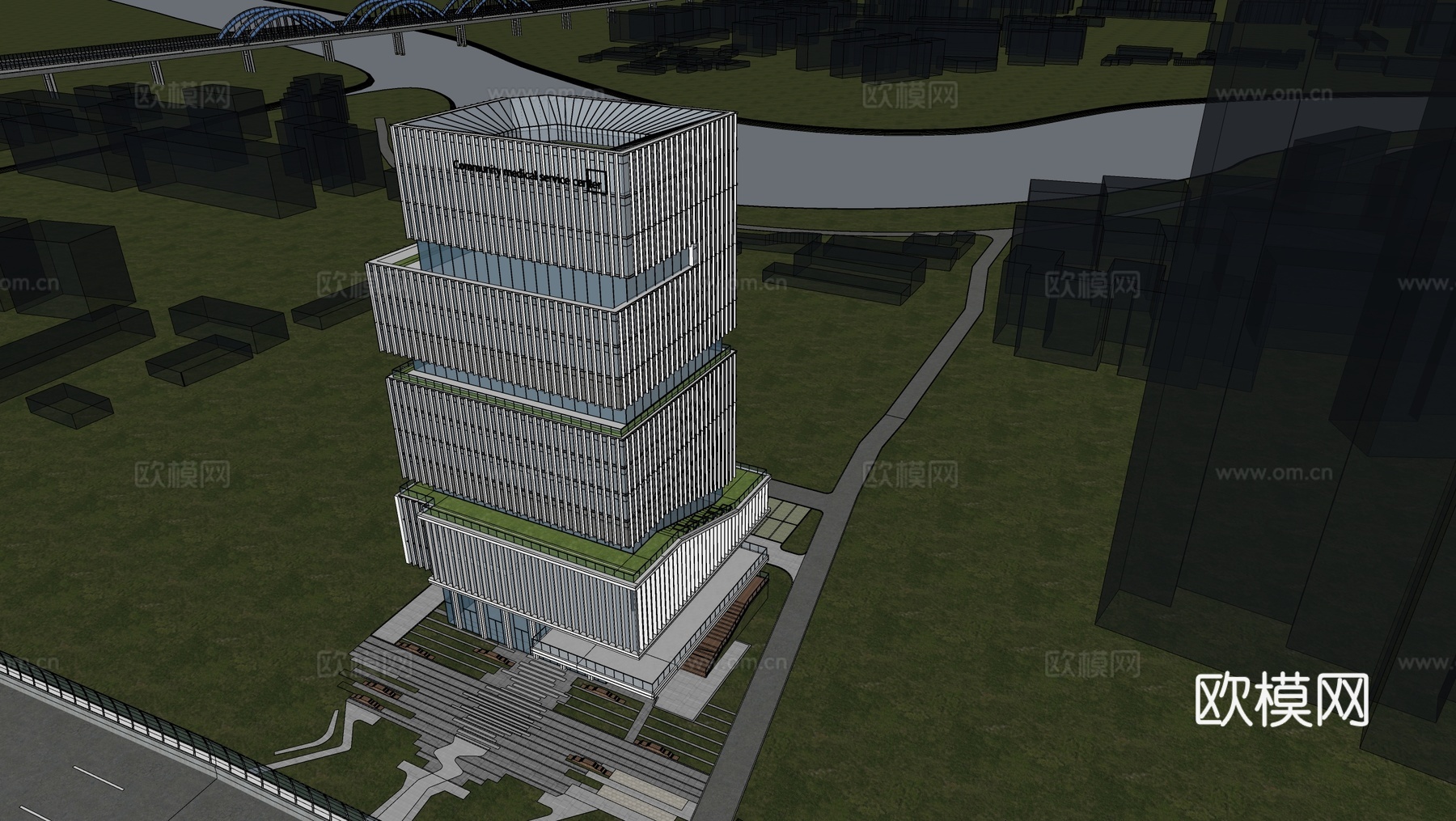 现代高层办公楼 写字楼建筑 总部办公楼su模型