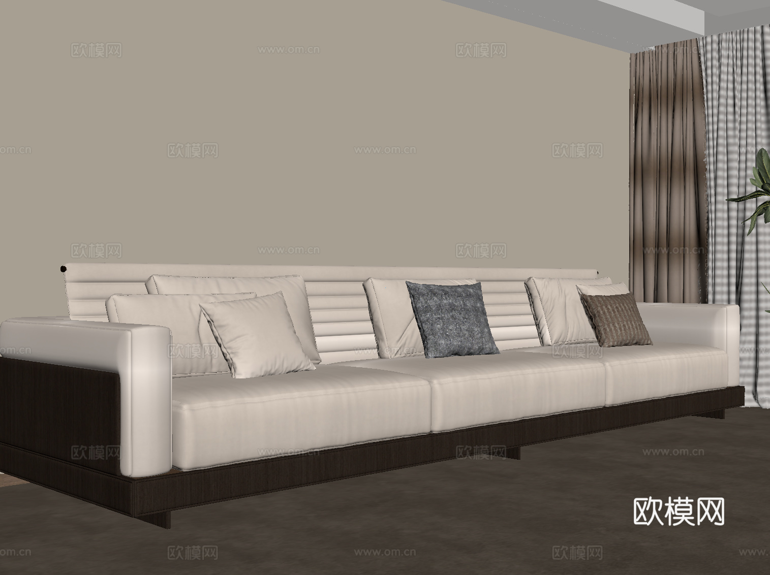 新中式多人沙发su模型