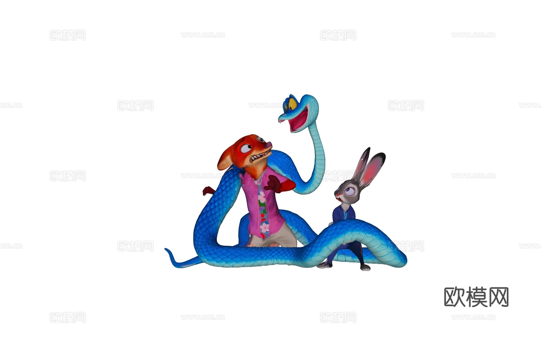 疯狂动物城装饰 电影院网红玩偶 商场电影网红装饰su模型