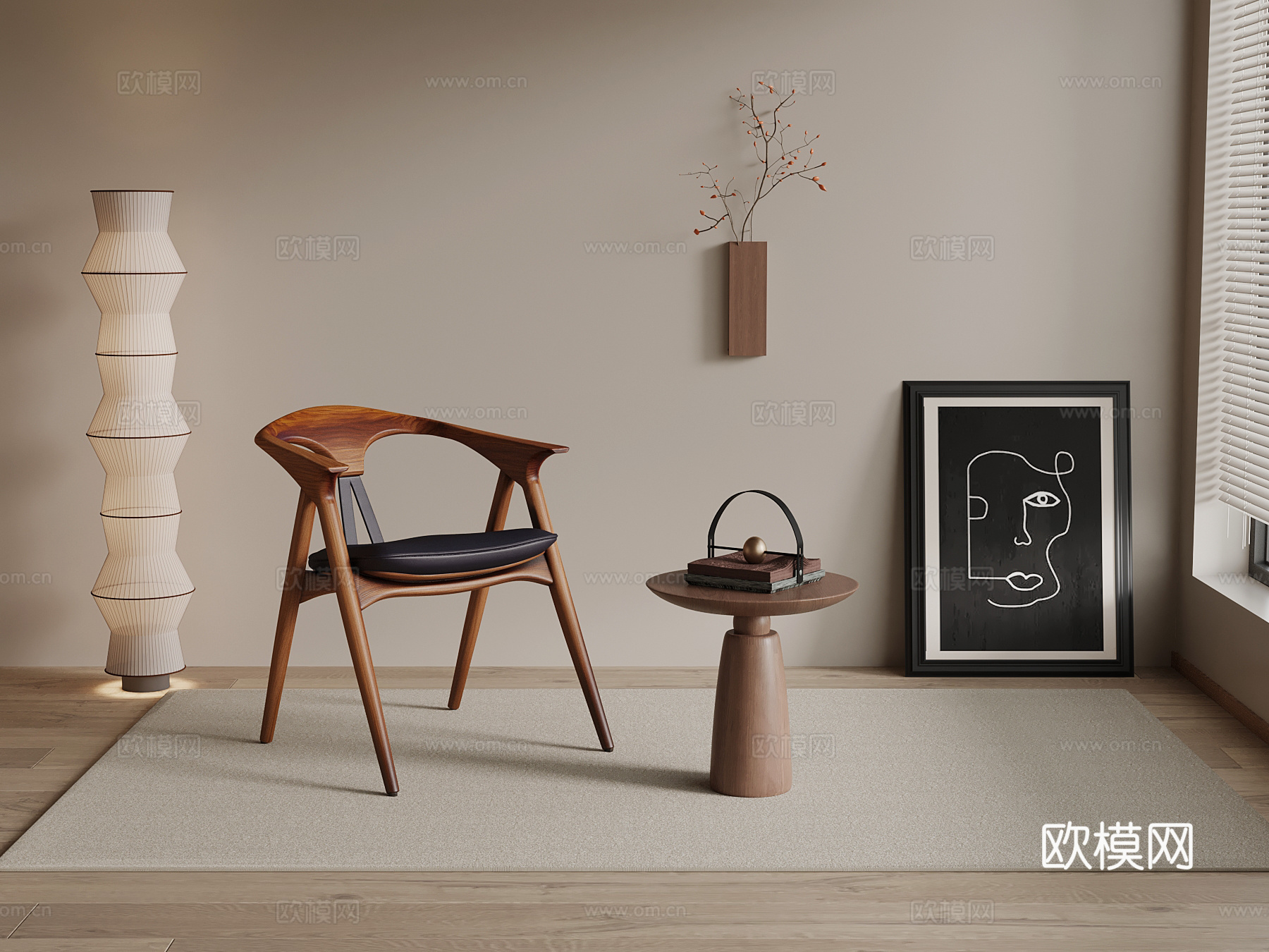 中古风休闲椅 餐椅su模型